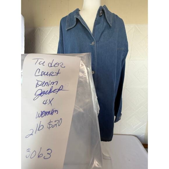 Jacket Tudor court size 4x women's blue denim 2 big pockets with buttons - Picture 12 of 16